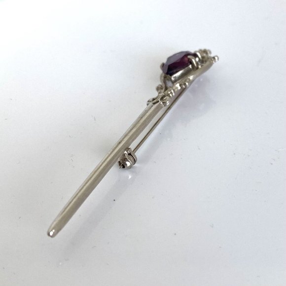 Scotland Silvertone Large Purple Stone Kilt Shawl Pin Sword Crown...143 - Picture 4 of 10